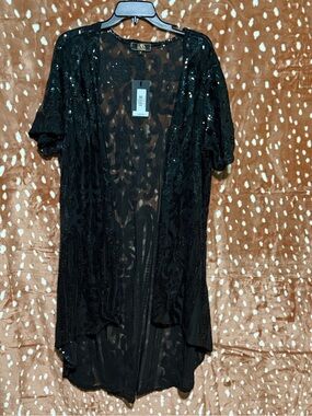 L&B Black Sheer Sequined Camisole Cover-Up
